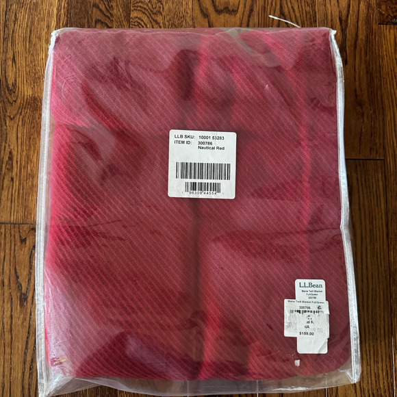 L.L. Bean Maine Twill Blanket Full Queen Red Lightweight 100% Cotton USA New159 - Picture 5 of 5